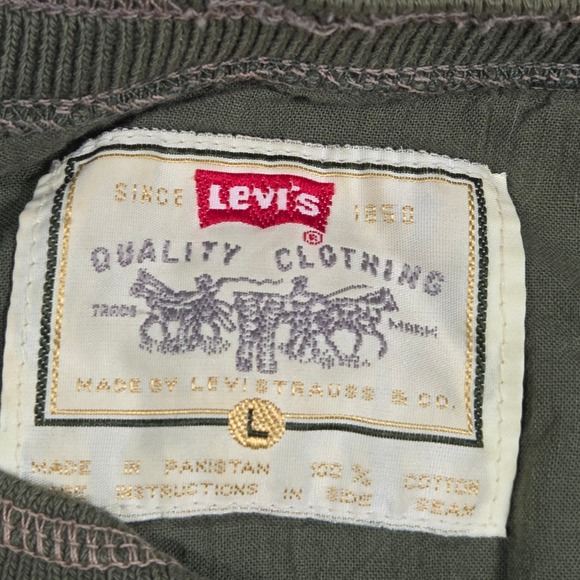 Levi's Mens Green Long Sleeve Henley Shirt Large Casual Cotton Western Retro - Picture 5 of 7